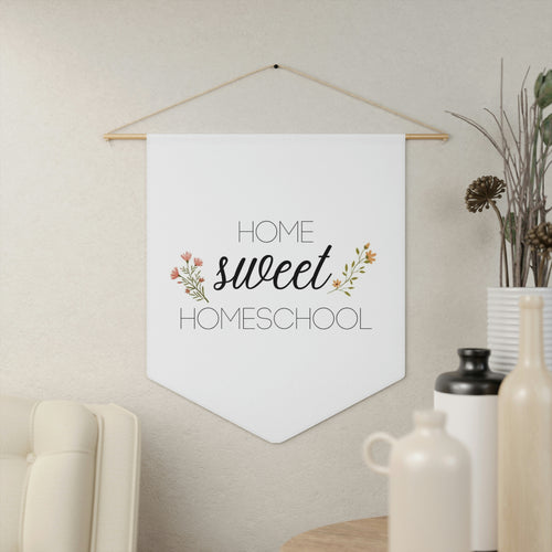 Home Sweet Homeschool Pennant Banner | Homeschool Room Wall Banner | Kids School Room Wall Decor | Canvas Flag Banner